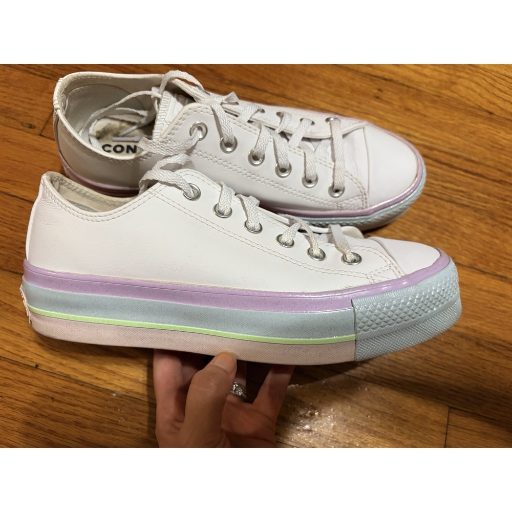 Converse Lift Ox Platform Shoes Pastel Glitter Rainbow US 8